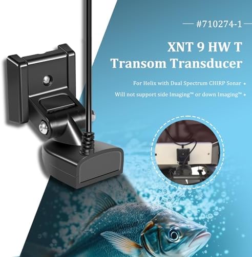 710274-1 XNT 9 HW T Transom Transducer Fit for Helix 5/7/8/9/10/12 with Dual Spectrum Chirp Sonar丨3-Pin End丨20-ft Cable 丨Built-in Temperature Sensor - 1