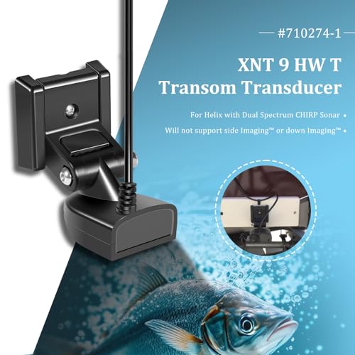 710274-1 XNT 9 HW T Transom Transducer Fit for Helix 5/7/8/9/10/12 with Dual Spectrum Chirp Sonar丨3-Pin End丨20-ft Cable 丨Built-in Temperature Sensor