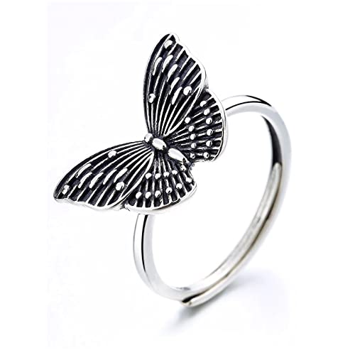 Bague papillon ajustable pour femme anneau rétro ouvert