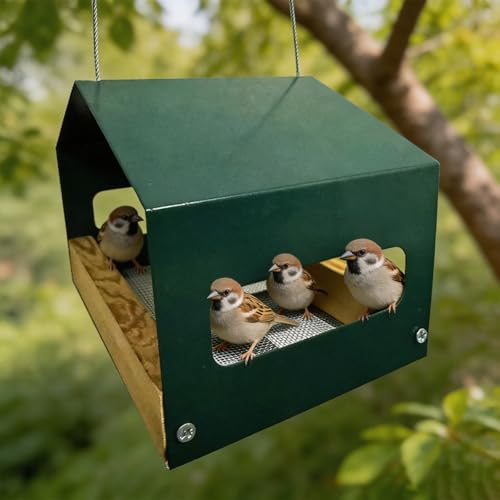 Mangeoire à oiseaux en fer suspendue récipient alimentation extérieur robuste - 8