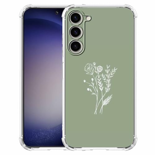 Coque Samsung S23 Plus fleurs vert sauge pour un style minimaliste