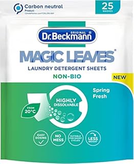 Dr. Beckmann Original Magic Leaves Laundry Detergent Sheets Non Bio Intense Fresh 25 Washes, 100g