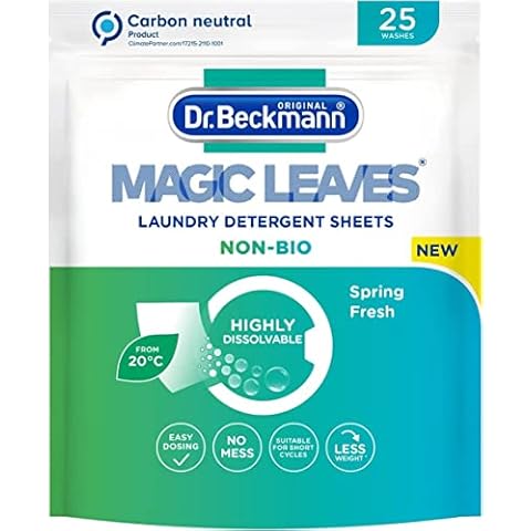 Dr. Beckmann Original Magic Leaves Laundry Detergent Sheets Non Bio Intense Fresh 25 Washes, 100g Cover