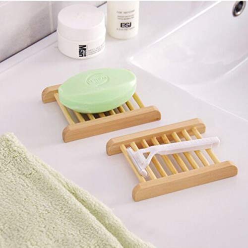 4 Pack Wood Bamboo Shower Soap Dish Set, Wooden Soap Saver Holder #TOP4