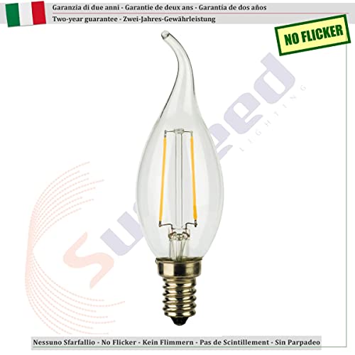 SUNSEED 10 X E14 2W (Equivalent to 25W) Sapphire Filament LED Flame Light Bulb C35TA Neutral White 4000K, Pack of 10 - Image 3