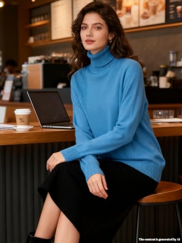 Image of SANGTREE Women's Turtleneck Sweaters Long Sleeve Pullover Tops | Breathable Lightweight Fabric| Fall Winter Fashion Outfits| Perfect for Daily,Office,Vacations,Holiday,Family Gatherings Etc.