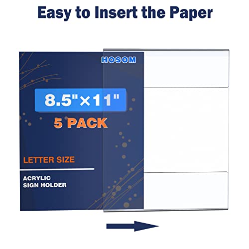 Hosom 10-Pack Wall Mount Acrylic Sign Holder 8.5 X 11, 5 Horizontal Design And 5 Vertical Design, Clear Plastic Frame With Tape, No Drilling, For Office, Home, Store, Restaurant #TOP3