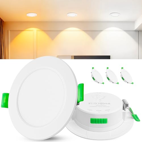 Laiebri 3er Led Einbaustrahler 230V Weiß - Extra Flach IP44 Deckenstrahler - Ø68-75mm Einbau Deckenspots 6W, 2700K/4000K/6000K Deckenlampe Deckenleuchte led für Badezimmer Wohnzimmer Küche