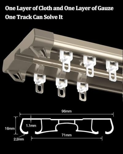 Double Curtain Rod Set - Ceiling or Wall Mounted Curtain Rail with Rollers & End Caps, Ideal for Room Dividers, Smooth Operation & Durable Design for Home Decor