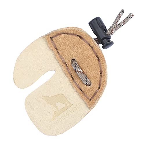 Standing Wolf Traditional Moose Leather Finger Tab For Archery | Traditional Style Archery Tab Finger Protector (Tan) | Handmade Archery Tabs For Hunting & Target Practice #TOP6