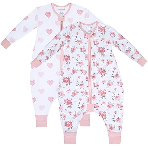 Image of Mama Cheetah Toddler Sleep Sack with Feet, Long Sleeve 0.5 TOG Organic Cotton Baby Sleeping Bag with Legs, Wearable Blanket for Walkers w / 2-Way Zipper, Toddler Blanket for Girls & Boys 4-5T