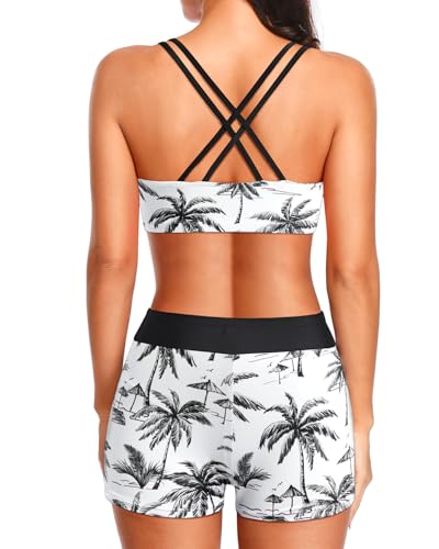 Image of Holipick 3 Piece Tankini Swimsuits for Women Tummy Control Bathing Suits Swim Tank Top with Bra Boy Shorts Teen Swimwear 2026