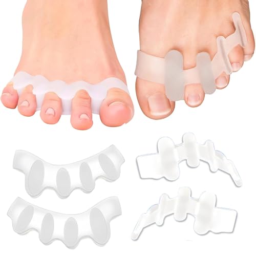Image of Bunion Corrector Silicone Toe Separators For Fast Pain Relief - Orthopedic Bunion Spacers Spreader Free Size (AFT + New AFT)