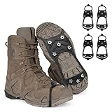 mizikuu 2 Pares Crampones Nieve Hielo, Tacos de Tracción Antideslizante Más Zapatos Puntas Universales con 8 Dientes Acero Inoxidable Ligeros Garras Agarres Racos Tracción para Caminar Senderismo