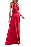 Clothink Women Red Convertible Wrap Bandage Bridesmaid Dress S