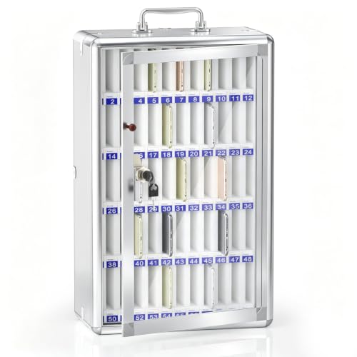 Aluminum Alloy Cell Phone Lock Box, Phone Holder for Classroom, 60 Slots