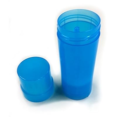 (24) Empty Clear Plastic Deodorant Containers - 2.2 Oz Cylinders (Blue)