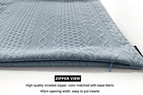 Booque Valley Rectangular Throw Pillow Covers, Pack Of 2 Super Soft Elegant Modern Knit Lumber Light Blue Cushion Covers, Oblong Pillowcases For Sofa Bed Car Chair, 12 X 20 Inch(Grey Blue) #TOP4