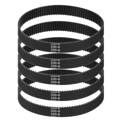 sourcing map 200mm GT-2 Timing Belt 9mm Width 2mm Pitch Black 5pcs