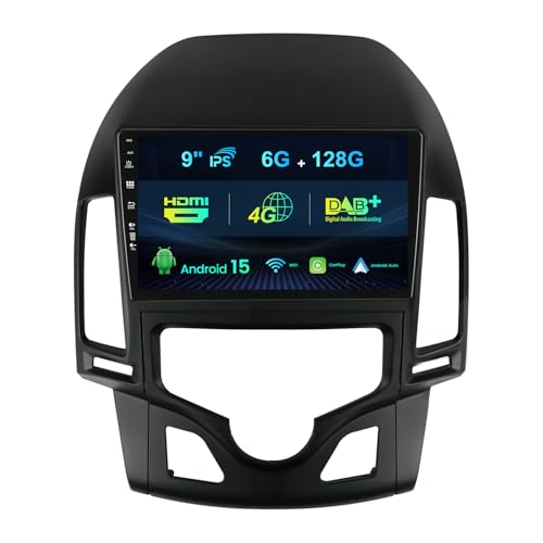 MISONDA 6G + 128G intégré Dab+/4G/Android 15 Autoradio pour Hyundai I30 2006-2011 Caméra+MIC avec WiFi/Carplay/DSP/RDS 9 Pouces IPS Double DIN