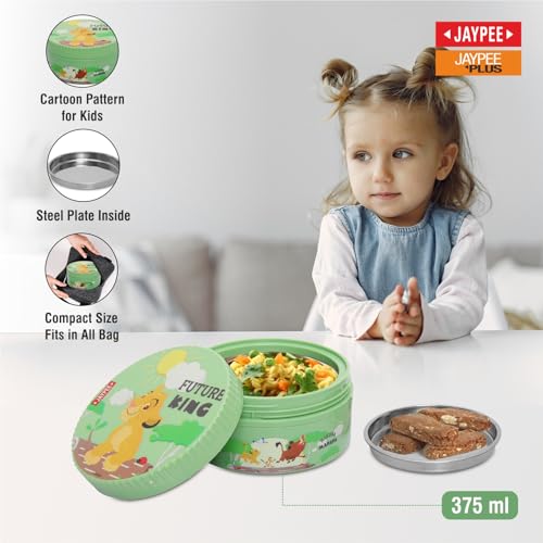 Image of JAYPEE Unimunch PU Insulated Inner Stainless Steel Lunch Box with Steel Dish | Spillproof Ideal for Snacks| Easy to Carry Non Toxic |Safe for Storing Food,375 ml, Green