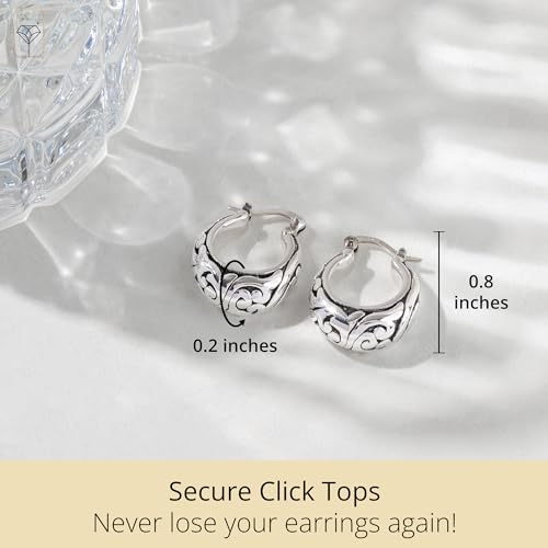 925 Sterling Silver Hoop Earrings for Women | Lightweight Oxidized Chunky Silver Earrings | Hypoallergenic Anti Tarnish Silver Hoop Earrings for Women by MAX + STONE3