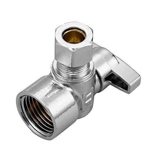 Minimprover 2 Pack Premium Brass Chrome Plated 1/2" Fip Female Thread X 3/8 Inch Od Compression Quarter Turn Water Angle Stop Valve Shut Off #TOP4