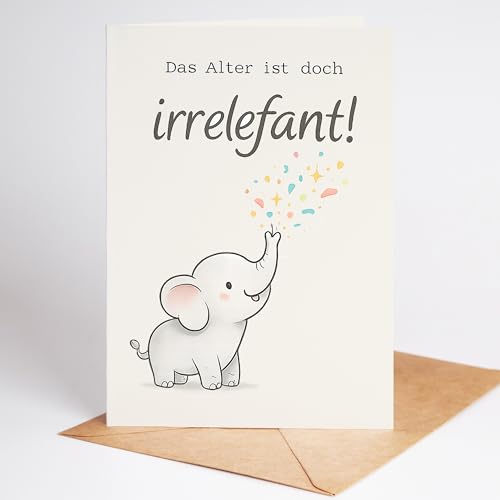 Geburtstagskarte Frau lustig – „irrelefant“ – Witzige Geburtstagskarte mit süßem Elefant für Freundin, Mama & Kollegin – Humorvolle Happy Birthday Karte mit Umschlag – A6 Grußkarte für Frauen