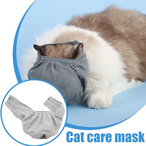 MIRKUZI Katzenbekleidung 1 Stück Katzenmaulkorb mit atmungsaktivem Netzgewebe, Maulkorb für Katzen, verhindert Kauen, Katzenpflege (Größe S)