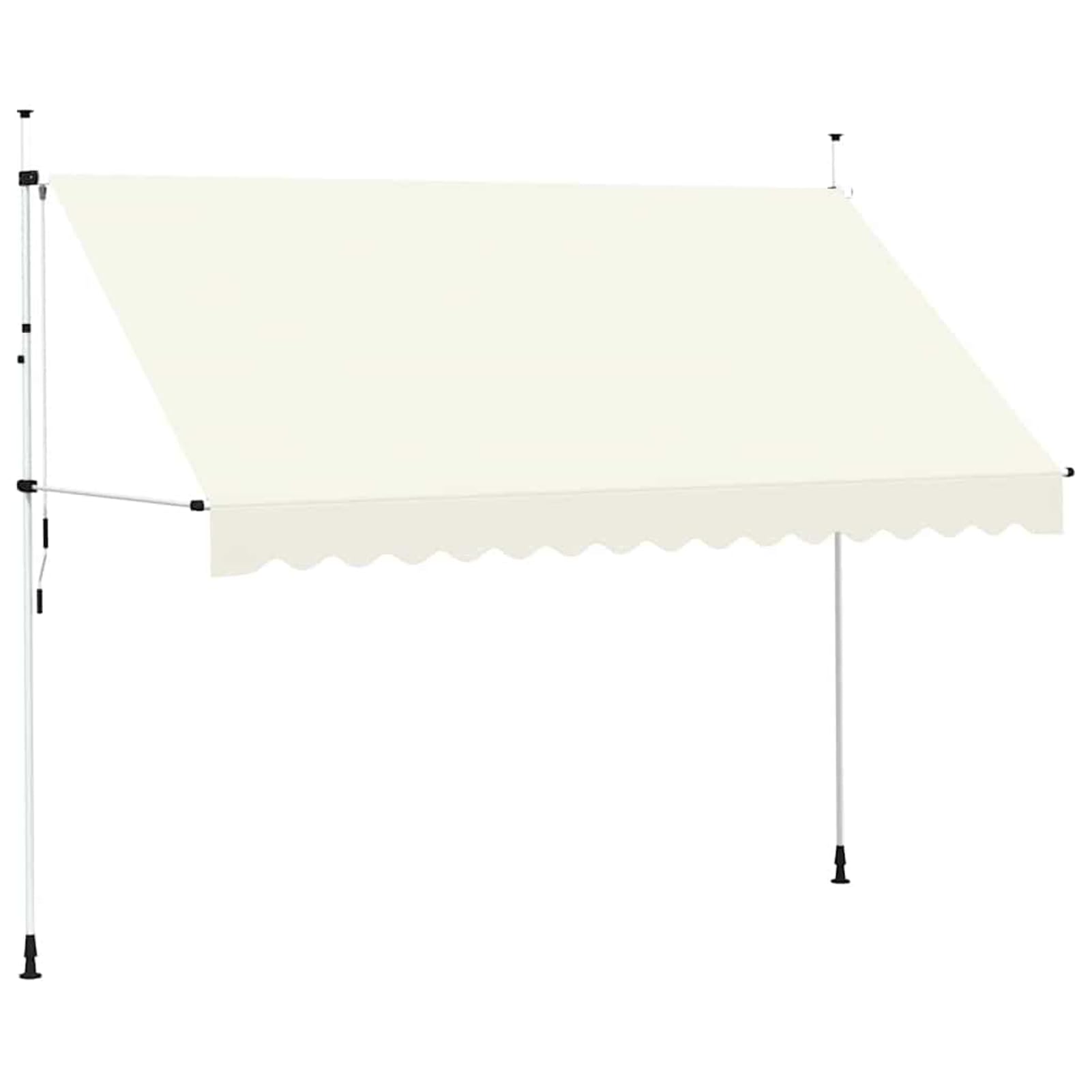 Wysuwana markiza balkonowa, obsługiwana ręcznie, 350 cm, kremowo-biała, balkonowa, bez wiercenia, z korbą ręczną, aluminiowa markiza odporna na promieniowanie UV, regulacja wysokości i