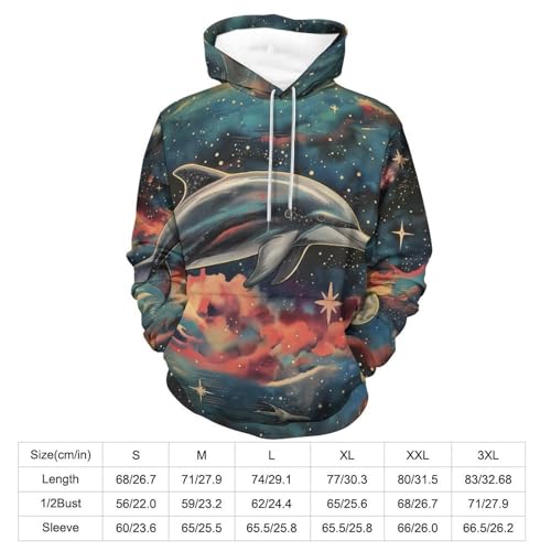 Sweat à capuche dauphin de la nébuleuse spatiale manches longues coupe unisexe S