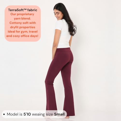 Image of Terractive Cuddle Flares for Women | TerraSoft Ultra Soft, Super Stretchy & Sweat-Wicking Flare Pants | High-Waist Tummy Tuck Workout & Lounge Pants