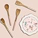 Wood & Copper Serving Spoons Set - Wooden Serving Spoons with Rose Gold Handles - Includes Wood Serving Spoon, Corner Spoon, Wooden Spatula, Wood Turner - Beautiful Copper Serving Utensils