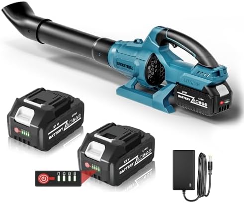 （08:00時点） ブロワー 強力 ブロアー 充電式 残量表示 PSE認定 コードレス ブロワ 4000mAh大容量バッテリ一2個搭載 マキタ18V バッテリー対応可能 エアブロワー 小型 軽量 庭掃除 落ち葉掃除 除雪作業 充電器付き 日本語取扱説明書付き（ブルー）