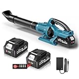 ブロワー 強力 ブロアー 充電式 残量表示 PSE認定 コードレス ブロワ 70m/s大風速 120000RPM 600g超強推力 4000mAh大容量バッテリ一2個搭載 マキタ18V バッテリー対応可能 エアブロワー 小型 軽量 庭掃除 落ち葉掃除 除雪作業 充電器付き 日本語取扱説明書付き(ブルー)