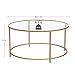 VASAGLE Round Coffee Table, 35.4-Inch Dia. Glass Table with Golden Steel Frame, Living Room Table, Robust Tempered Glass, Stable, Gold ULGT21G