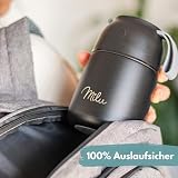 Milu Boîtes Alimentaires Isothermes 450ml I 650ml I 800ml, Boîte Isotherme Repas Chaud Porte-Aliments en Acier Inoxydable à Double Couche, Cuillère Pliante pour Ecole, Bureau (650ml/Noir) - 8