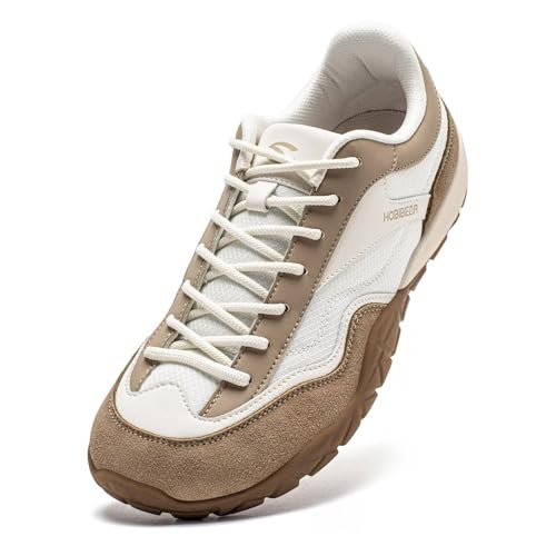 HOBIBEAR Comfortable Wide Barefoot Shoes Men Women Fashion Sneaker(Beige Khaki, UK 6.5)