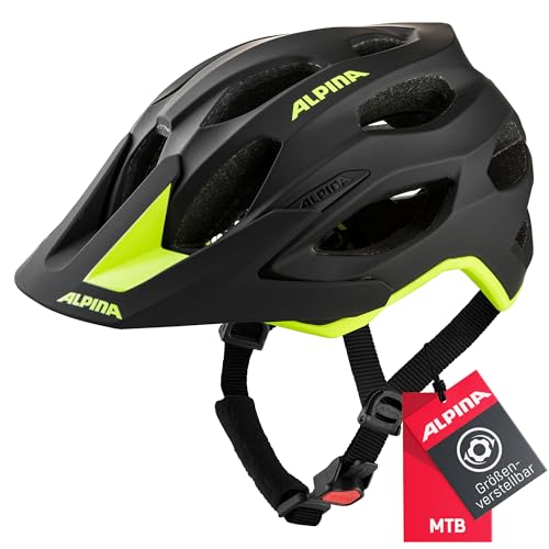 ALPINA Carapax 2.0 - Leichter, Stabiler & Komfortabler Fahrradhelm, mit Fliegennetz & Antibakteriellen Polstern, Für Erwachsene, Black-neon Yellow matt, 52-57 cm