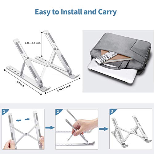 Laptop Stand, Adjustable Portable Laptop Holder,Aluminum Alloy Desktop Mount Compatible With 10-15.6 Inch Macbook Pc-Notebook Tablet (Silver) #TOP2