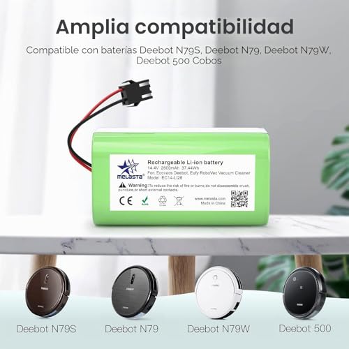 Miniatura 2 de 14.4v 2600mah Li-Ion Batería De Reemplazo Para Conga Excellence 950 990 1090 1790 1990 Ecovacs Deebot N79 N79s Dn622, Eufy Robovac 11,11s,12,15c 15t,30,30c,35c, Ikohs Netbot S14 S15