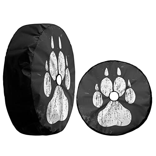 Image of Delerain Spare Tire Cover with Backup Camera Hole Dog Paw Print Wheel Covers Waterproof Dust-Proof UV Sun Universal Fit for RV Trailer RV SUV Truck (17 Inch for Diameter 31 inch-33 inch)