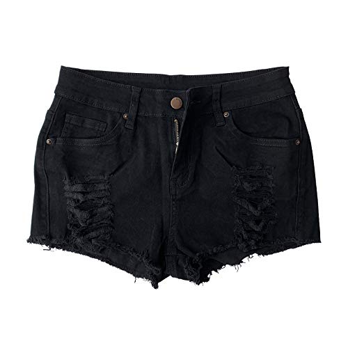 Aodrusa Womens Ripped Denim Shorts Mid Waist Sexy Short Cutoff Distressed Short Jeans Black Us 10 #TOP3