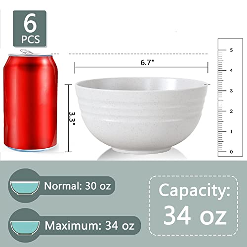image for Homestockplus [Set of 6] 34 Oz Big Bowls， Soup Bowls BPA-Free Dishwa