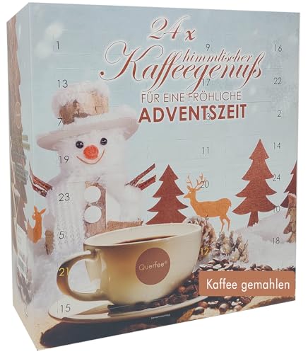 Querfee Kaffee Adventskalender 2025 - Weihnachtskalender mit 24 x Premium Kaffee gemahlen. Unterstützt von Menschen mit Behinderung - 24 x 15g Probierset Geschenkset - 360 g