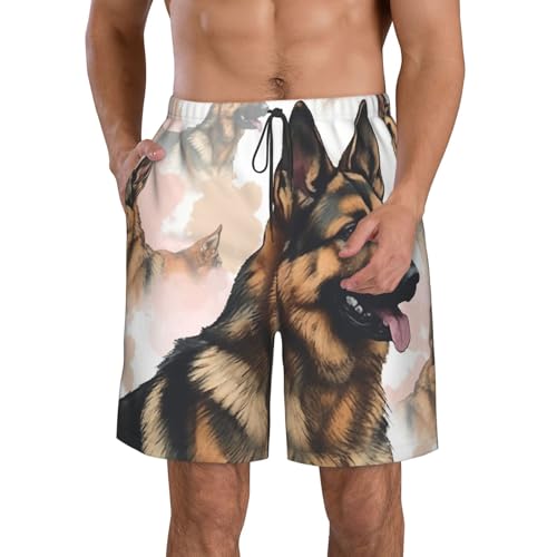 Men's Swim Trunks Quick Dry Beach Shorts Summer Bathing Suit German Shepherd Dog Lovers Swimwear