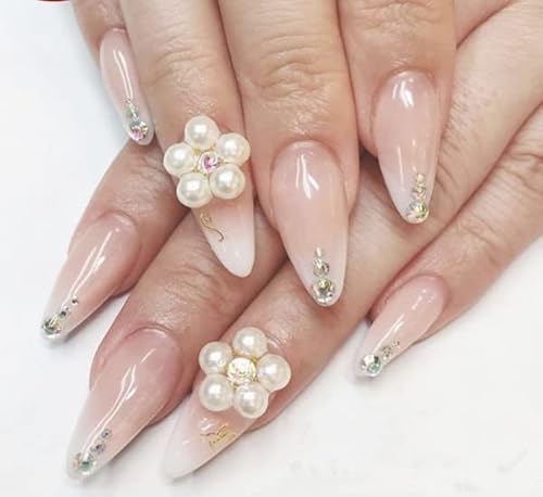 4 Sheets White Pearl Self Adhesive Stickers, Pearl Nail Charms Nail Art Decals 3D Mermaid Nail Rhinestone Stickers White Flat Back Pearls Glitter Sticker For Face Beauty Makeup Diy Nail Art Decoration #TOP6