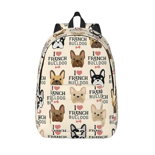 Sac à dos universitaire bouledogue français homme femme pour ordinateur