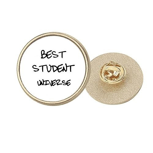 Broche ronde en métal doré Best Student Universe taille M pour vêtement