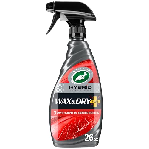 Turtle Wax Hybrid Solutions Wax & Dry Plus Spray On Car Wax for High Gloss Shine and Ceramic Coating Protection For Paint Wheels Glass & More Easy Versitile Application 26 oz (Pack of 1)